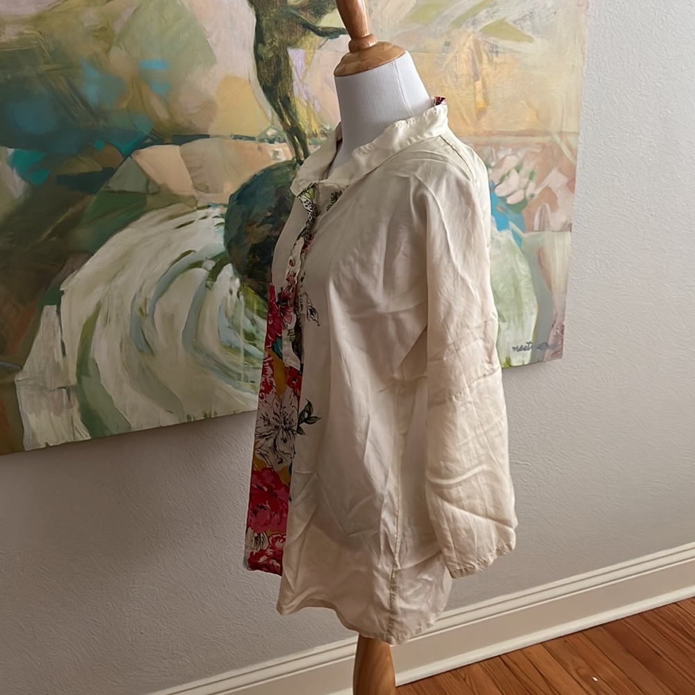 Johnny Was Silk Tunic floral cream small - Picture 7 of 16